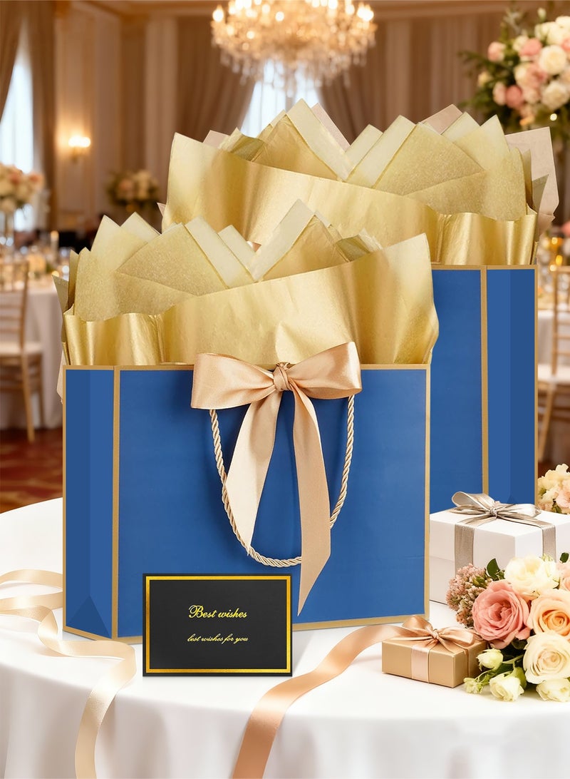 Gift Bag, 2PCS Gift Bags Large with Ribbon and 2 Greeting Cards 4 Tissue Paper, Portable Paper Gift Bag Luxury Bag with Handles, Birthday Gift Bags,Present Bags for Wedding Party Mothers Day Valentines Day  Baby Shower(12.6" x 9.8" x 4.3"/32X25X11CM) - view 4